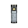 Olight 그레이 Baton 4 정면 보기, 로봇 질감 및 금색 버튼 포함, 일상 휴대용 조명용