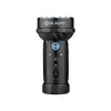 Olight Marauder 2 검정색 LED 손전등, 파란색 악센트, 전력량 및 배터리 표시기