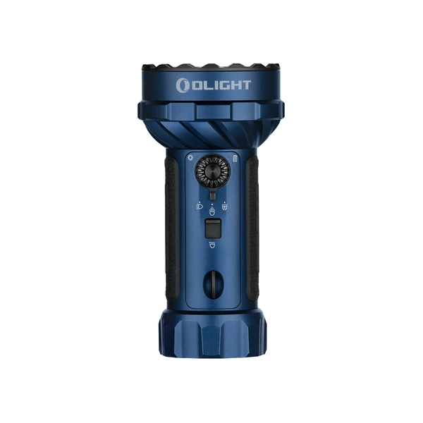 Olight Blue Marauder Mini 2 전면, 야외 비상 사용을 위한 집약 조명 및 확산 조명 모드