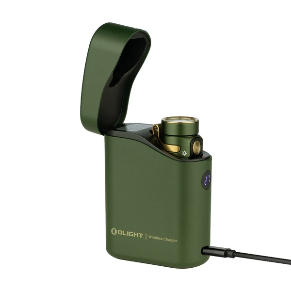 Olight Baton 4 프리미엄 손전등 및 휴대용 충전기, 충전을 위한 USB-C 포트가 있는 전면 모습