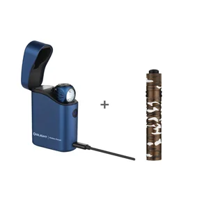Olight Perun 3 Mini 블루 헤드램프 무선 충전 케이스와 위장 패턴 손전등