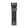 Olight 블랙 Seeker 4 Pro 손전등 미끄럼 방지 실리콘 그립 디테일이 돋보이는 정면 샷으로 아웃도어 및 캠핑용 초강력 라이트