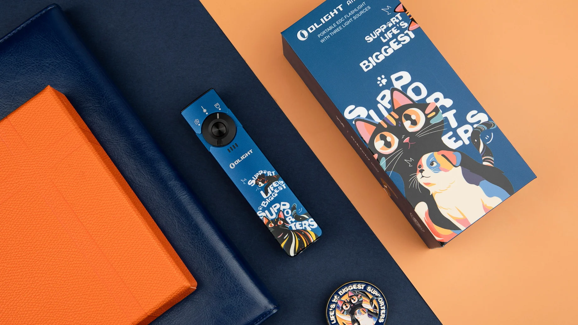 Olight Arkfeld EDC 손전등, 반려동물 디자인 박스 및 핀