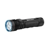 Olight Seeker 4 Pro 강력한 손전등, 흰색 배경에 검은색으로 질감 있는 그립과 휴대용 야외 조명 및 비상용으로 완벽한 파란색 베젤이 있는 전면 헤드 포함