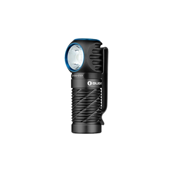 Olight 블랙 Perun 3 Mini 헤드램프 측면 보기, 다용도 및 실외 사용을 위한 L자형 디자인