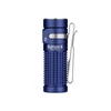 Olight 블루 Baton 4 손전등 정면, 포켓 클립 및 질감 있는 그립으로 일상 휴대 및 비상 조명에 적합