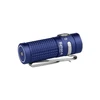 Olight 네이비 블루 Baton 4 후레쉬 텍스처 그립 및 포켓 클립이 있는 측면 보기, 일상 휴대 및 비상용
