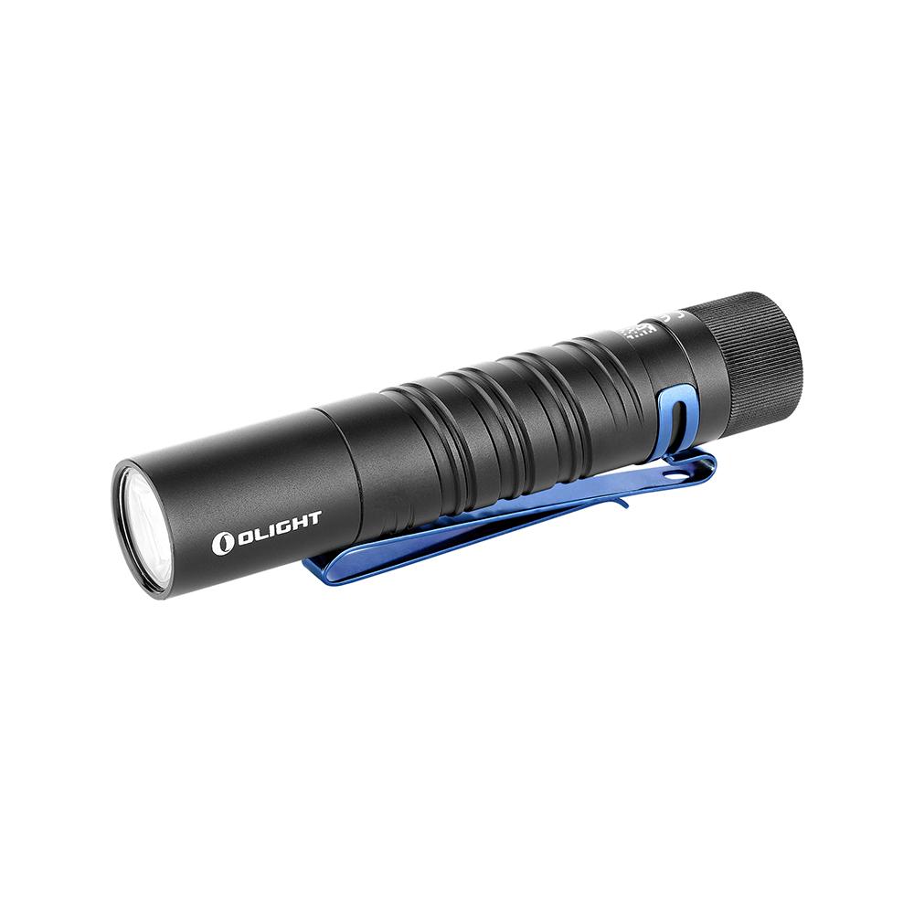 Olight 휴대용 LED 미니 손전등, 파란색 클립이 있는 검은색 금속 바디