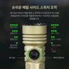 메탈 회전 사이드 스위치와 LED 표시등이 장착된 고성능 손전등의 밝기 조절 및 배터리 잔량 표시 기능 상세 설명 이미지