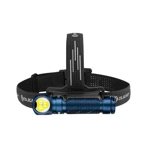 Olight 블루 Perun 3 헤드램프 전면, 손쉬운 조작을 위한 헤드 스트랩과 다용도 핸즈프리 조명 기능
