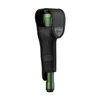 Olight 녹색 Javelot Turbo 2 손전등, 검은색 홀스터에 보관되어 있으며, 야외 활동에 적합합니다.