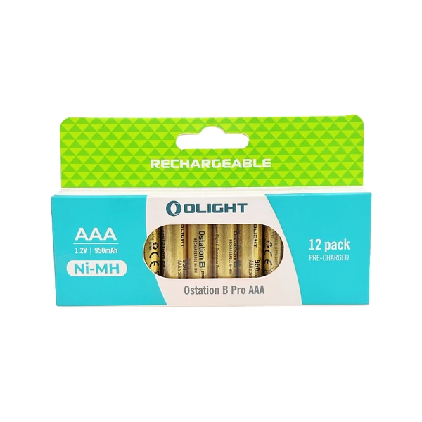 Olight Otation B Pro AAA 1.2V 950mAh Ni-MH 충전용 배터리 12팩