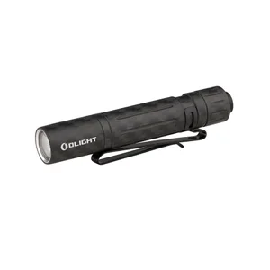 Olight 회색 탄소 섬유 패턴 LED 손전등, 흰색 배경, 클립 포함