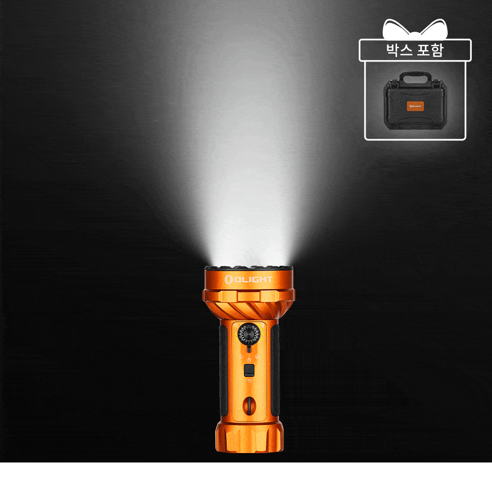 Olight 오렌지 Marauder Mini 2 스탠드 조명은 독특한 컬러 디자인으로 야외 활동에 적합한 조명입니다.