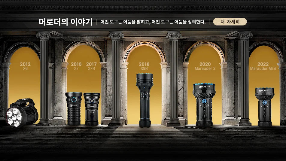 올라이트 머로더 시리즈 손전등 2012년부터 2022년까지 진화 역사