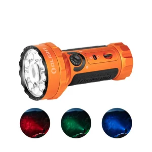 Olight Marauder Mini 손전등, 흰색 배경에 주황색 LED 플래시라이트