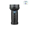 검은색 배터리가 달린 파란색 Olight Marauder Mini 손전등