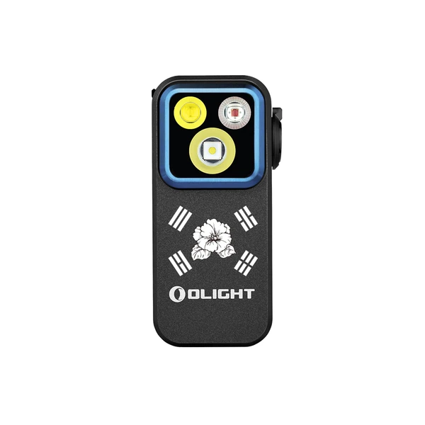 Olight 블랙 Oclip Pro 앞면, 흰색 무궁화 디자인, 다용도 클립형 EDC 손전등