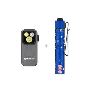 Olight 그레이 Oclip Pro 및 블루 I3T 2 조명 세트, 휴대용 작업 및 일상용 손전등