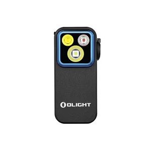 Olight 검정 Oclip Pro 전면 뷰, 삼중 광원 및 클립 기능이 있는 휴대용 충전식 작업등