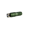 군용 녹색 올라이트 미니 손전등, 흰색 배경에 USB 충전 포트 노출