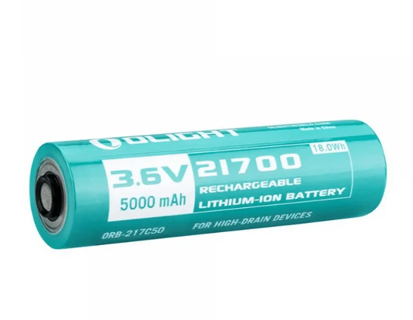 올라이트 3.6V 5000mAh 21700 충전식 리튬 이온 배터리 (고전력 장치용)